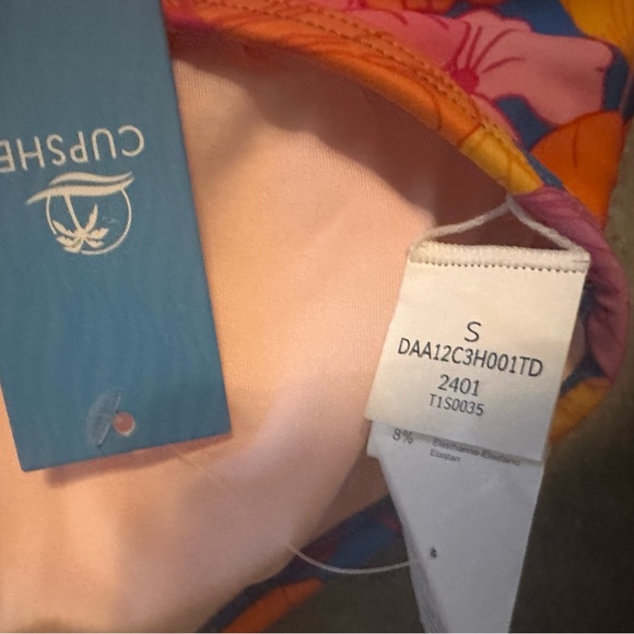 NWT CUPSHE Bikini High Waisted Bottom Ruffle V Neck pink floral size S - Picture 4 of 4